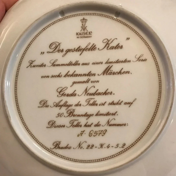 Kaiser PUSS IN BOOTS - Der gestiefelte Kater Collector Plate - Gerda Neubacher - Picture 7 of 8